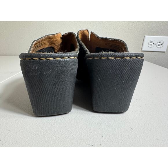 Born sandals black leather open toe slip on wedge slides  Sz 6/36.5 - Picture 4 of 9